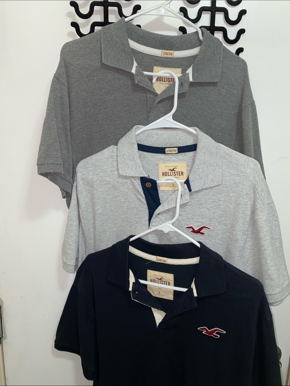 Hollister Polo Three-Pack — Gray, Light Gray, Navy